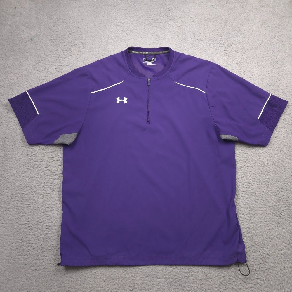 Under Armour Ultimate Cage Jacket Men L Purple Short Sleeve 1/4 Zip Baseball